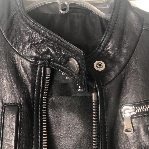 D&G | Dolce & Gabbana Black Leather Moto Jacket | Size 40 IT (US 4) - Picture 4 of 10